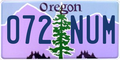 OR license plate 072NUM