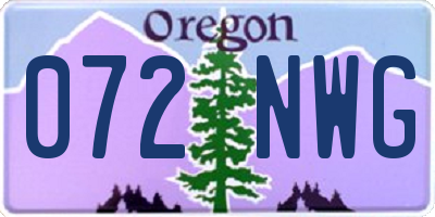 OR license plate 072NWG