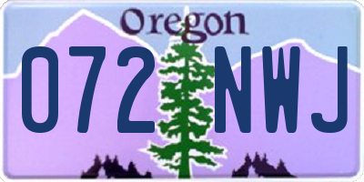 OR license plate 072NWJ