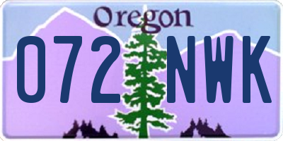 OR license plate 072NWK