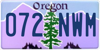 OR license plate 072NWM