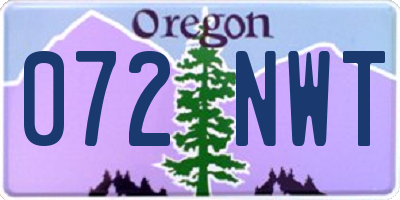 OR license plate 072NWT