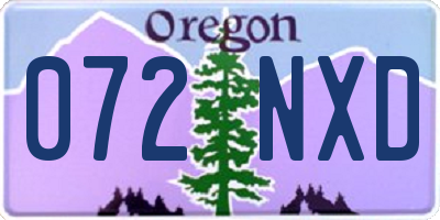 OR license plate 072NXD
