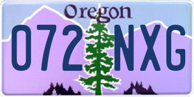 OR license plate 072NXG