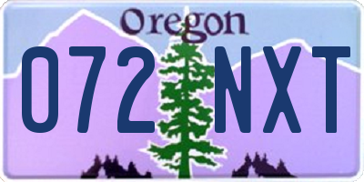OR license plate 072NXT