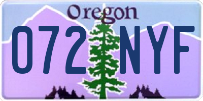 OR license plate 072NYF