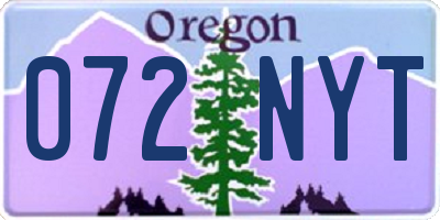 OR license plate 072NYT