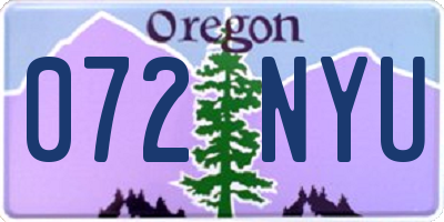 OR license plate 072NYU