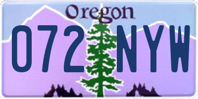 OR license plate 072NYW