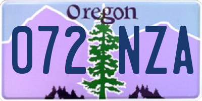 OR license plate 072NZA
