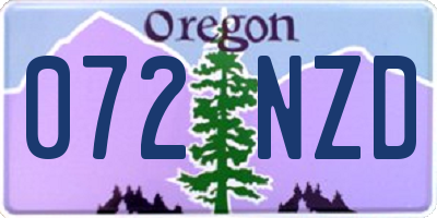 OR license plate 072NZD