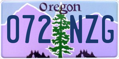 OR license plate 072NZG