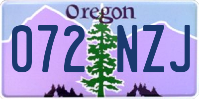 OR license plate 072NZJ