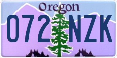 OR license plate 072NZK