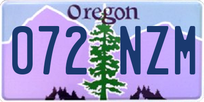OR license plate 072NZM