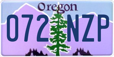 OR license plate 072NZP