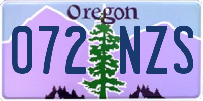 OR license plate 072NZS