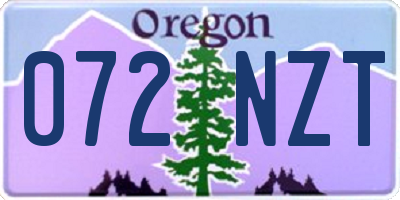 OR license plate 072NZT