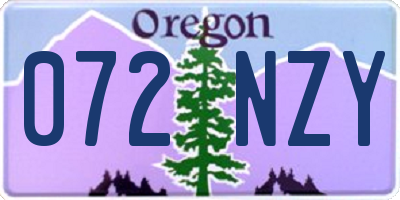 OR license plate 072NZY