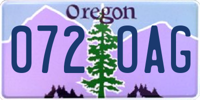 OR license plate 072OAG