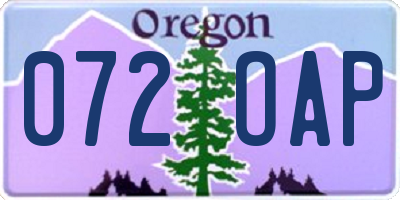 OR license plate 072OAP