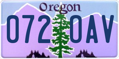 OR license plate 072OAV