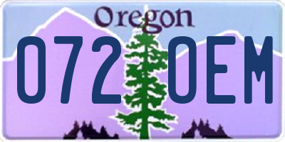 OR license plate 072OEM