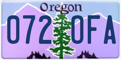 OR license plate 072OFA