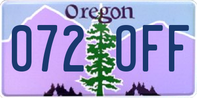 OR license plate 072OFF