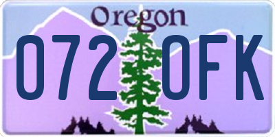 OR license plate 072OFK