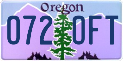 OR license plate 072OFT