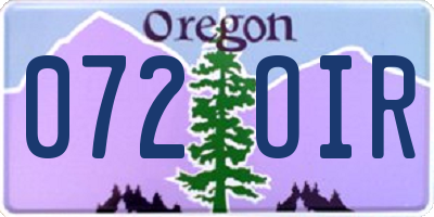 OR license plate 072OIR