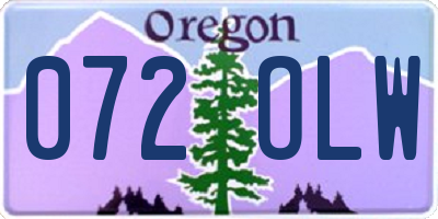 OR license plate 072OLW