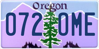 OR license plate 072OME