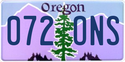 OR license plate 072ONS