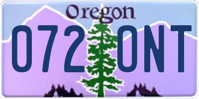 OR license plate 072ONT