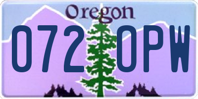 OR license plate 072OPW