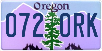 OR license plate 072ORK