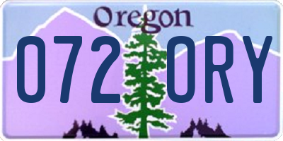 OR license plate 072ORY