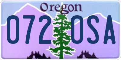 OR license plate 072OSA
