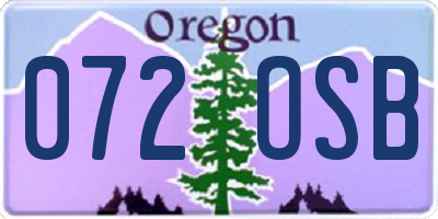OR license plate 072OSB