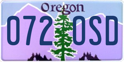 OR license plate 072OSD