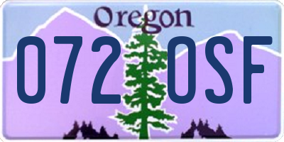 OR license plate 072OSF