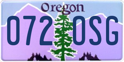 OR license plate 072OSG