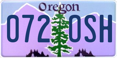 OR license plate 072OSH