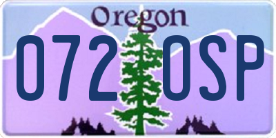 OR license plate 072OSP