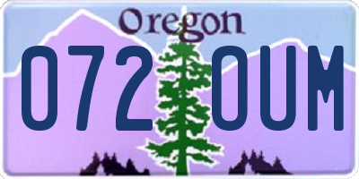 OR license plate 072OUM
