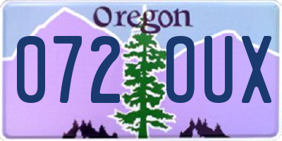 OR license plate 072OUX