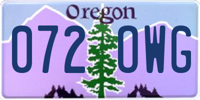 OR license plate 072OWG