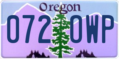 OR license plate 072OWP